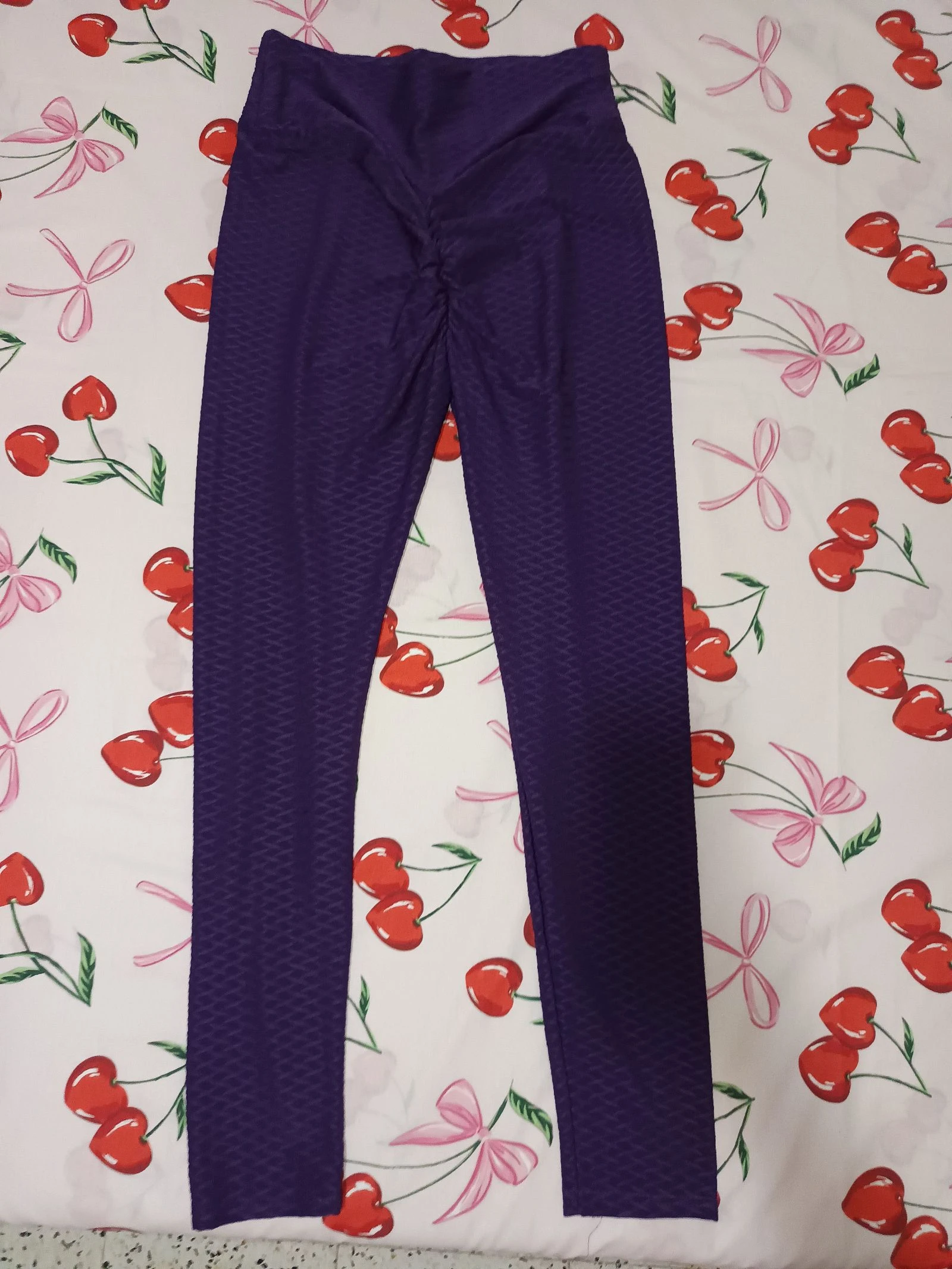 Paarse Push Up Textuur Rombos 3D Leggings - Maat L (Nieuw) – photo 4